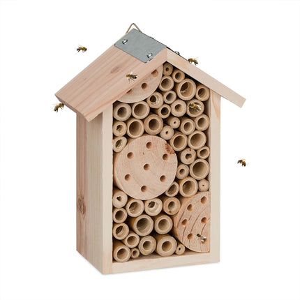 Bee hotel with bamboo tubes