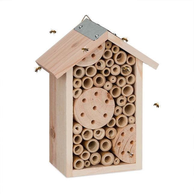 Bee hotel with bamboo tubes