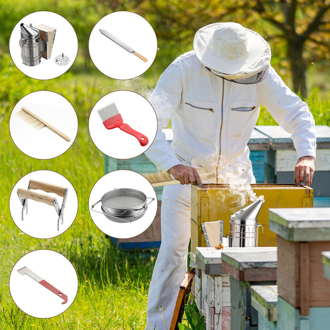 Beekeeping Kit with Smoker - 7 Piece Rustproof Set