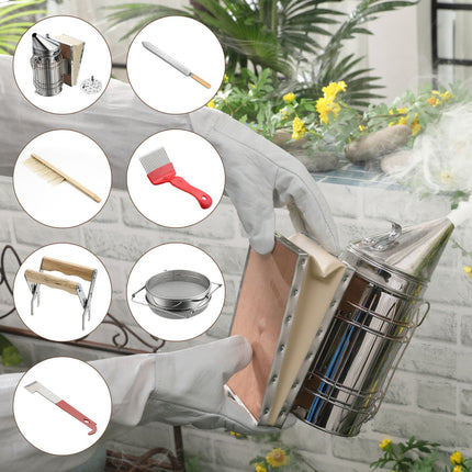 Beekeeping Kit with Smoker - 7 Piece Rustproof Set