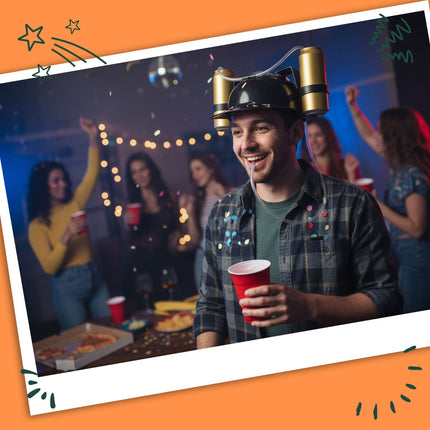 Beer Hat for Hands-Free Party Drinking