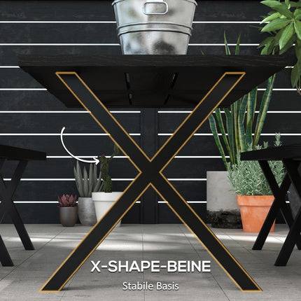 Black beer tent set - table, 2 benches, wooden look, 180x80x73 cm