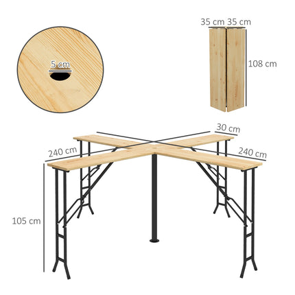 Folding beer tent table for 20 people, 105 cm, 120 kg Capacity