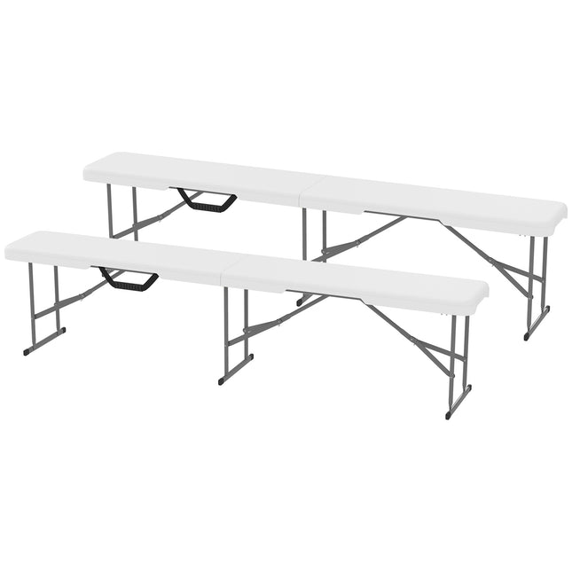 Folding beer tent bench, 2-person, weatherproof, metal legs