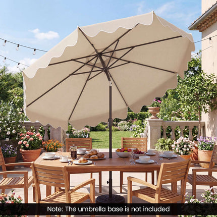 Beige 270cm Ruffled Parasol with Hand Crank & Tilt