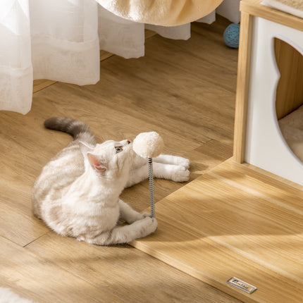 Beige cat tree with cave and sisal poles, 126 Cm