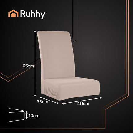 Beige Chair Covers, Set of 6, Stretchable Fabric