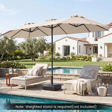Beige Double Parasol 400x215 cm, Water-Repellent
