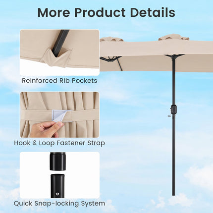 Beige Double Parasol 400x215 cm, Water-Repellent
