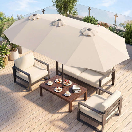 Beige Double Parasol 400x215 cm, Water-Repellent