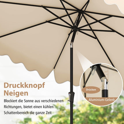 Beige Patio Umbrella with Crank, Tilt & Ventilation, 280 cm