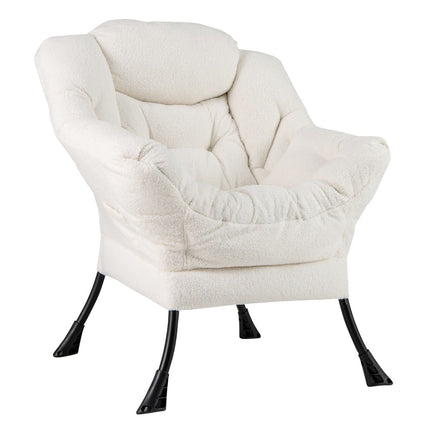 Beige Recliner Chair with Armrests, Side Pocket & Footrest