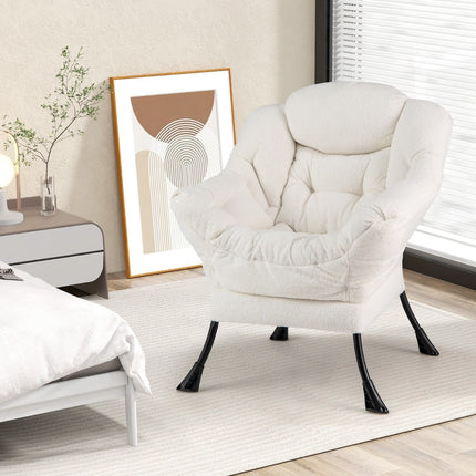 Beige Recliner Chair with Armrests, Side Pocket & Footrest