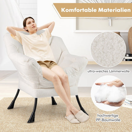 Beige Recliner Chair with Armrests, Side Pocket & Footrest