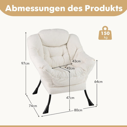 Beige Recliner Chair with Armrests, Side Pocket & Footrest