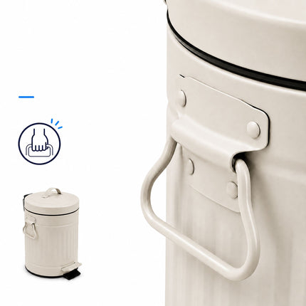 Beige Retro Bathroom Pedal Bin, 3L Capacity