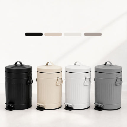 Beige Retro Bathroom Pedal Bin, 5L Capacity, Soft-Close Lid