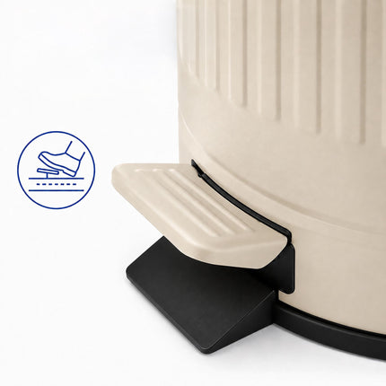 Beige Retro Bathroom Pedal Bin, 5L Capacity, Soft-Close Lid