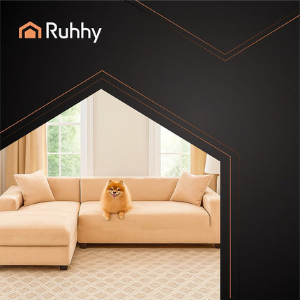 Beige Sofa Cover, Stretchable, 190-230cm