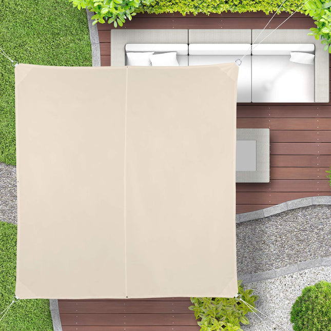 Beige Square UV-Protection Shade Sail for Patio