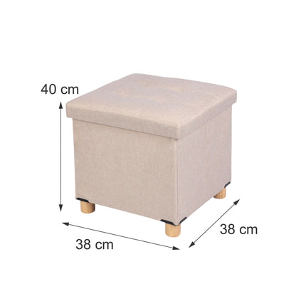 Beige Storage Ottoman Seat with Padded Lid, 40x38x38 cm