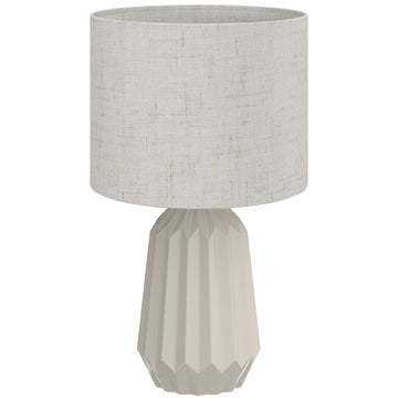 Beige Table Lamp with Linen Shade, 22 x 39 cm, Vintage Style