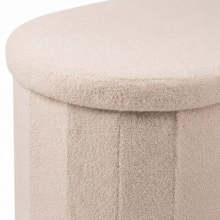 Beige Teddy Fabric Storage Bench – 38 x 76 cm