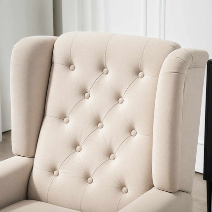 Beige Wingback Armchair, Removable Cover, 74 x 87 x 102 cm