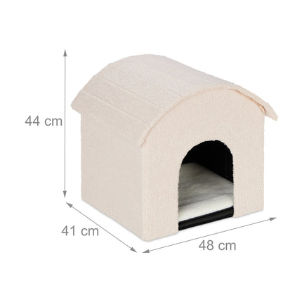 Beige cat pit with scratching surface