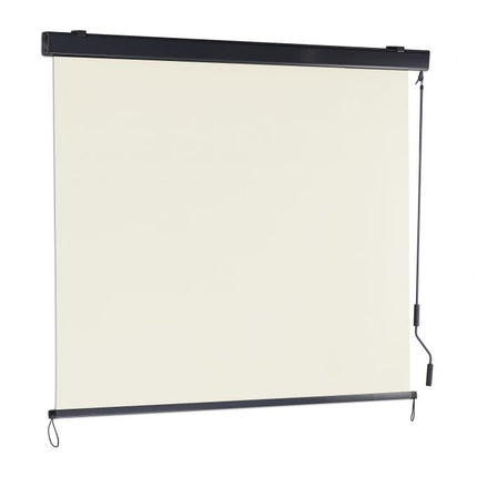 Beige vertical awning with crank