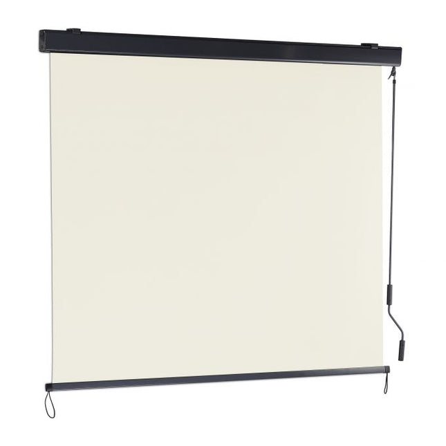 Beige vertical awning with crank