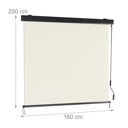 Beige vertical awning with crank