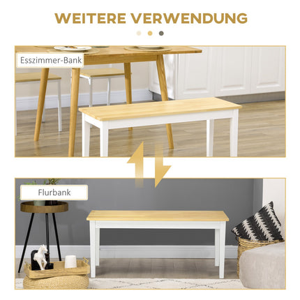 White Pine Wood 2-seater dining bench, 220 kg capacity, 102x36x45 cm