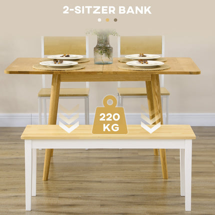 White Pine Wood 2-seater dining bench, 220 kg capacity, 102x36x45 cm