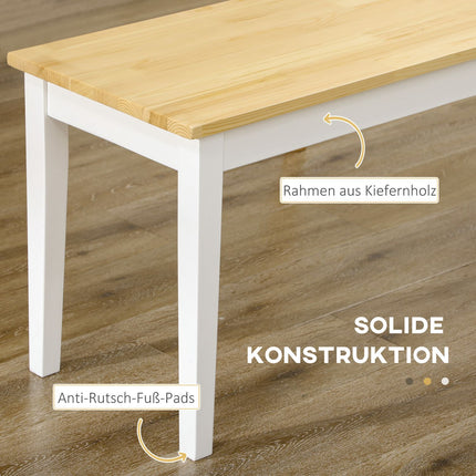 White Pine Wood 2-seater dining bench, 220 kg capacity, 102x36x45 cm