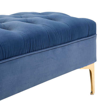 Velvet blue shoe bench - bedroom, raised legs, 118x45x42 cm