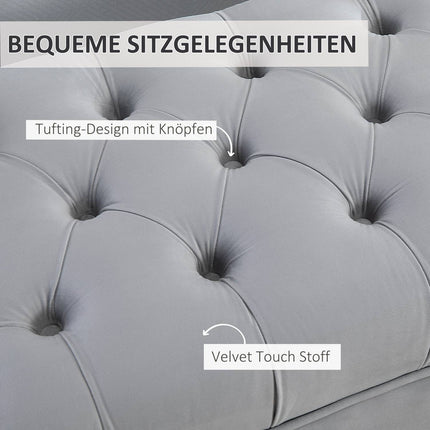 Velvet shoe storage bench, light grey, 118x45x42cm