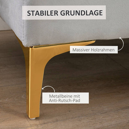 Velvet shoe storage bench, light grey, 118x45x42cm