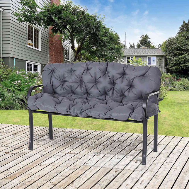 Garden bench cushion set, cotton, dark grey, 150x98x8 cm