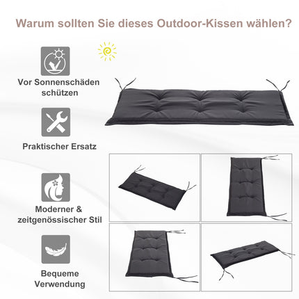 Dark gray garden bench cushions, soft polyester, 120x54x5 Cm
