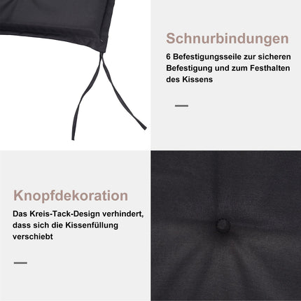 Dark gray garden bench cushions, soft polyester, 120x54x5 Cm