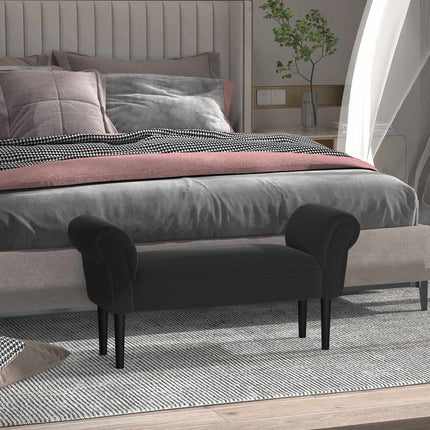 Black upholstered bedroom bench - MDF & Foam, 102x31x51 cm