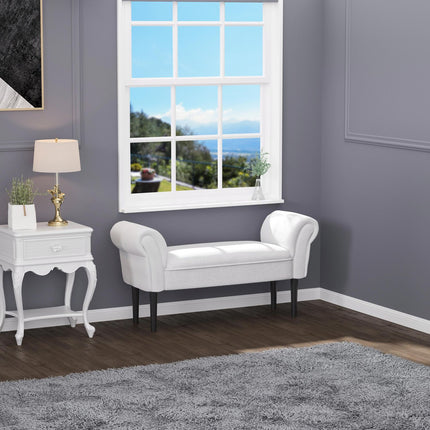 Gray upholstered bedroom bench, MDF & foam, 102x31x51cm