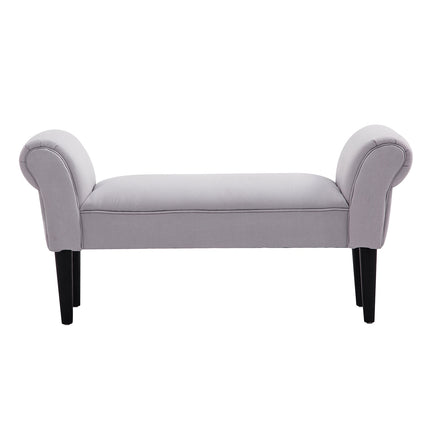 Gray upholstered bedroom bench, MDF & foam, 102x31x51cm