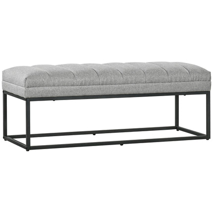 Upholstered bed bench, light gray linen, 120x44x45.5 cm, 200 kg capacity