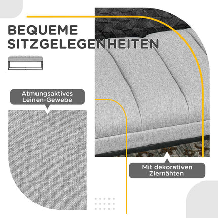 Upholstered bed bench, light gray linen, 120x44x45.5 cm, 200 kg capacity