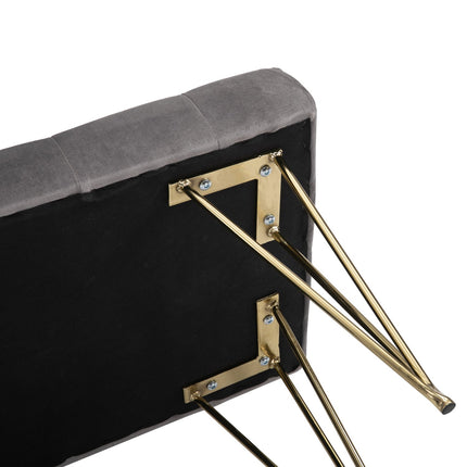 Gray velvet shoe bench - 116x44.5x49 cm, storage in entrance