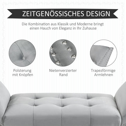 Modern upholstered bench, light gray velvet, 114x46x56cm