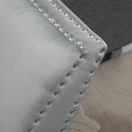 Modern upholstered bench, light gray velvet, 114x46x56cm