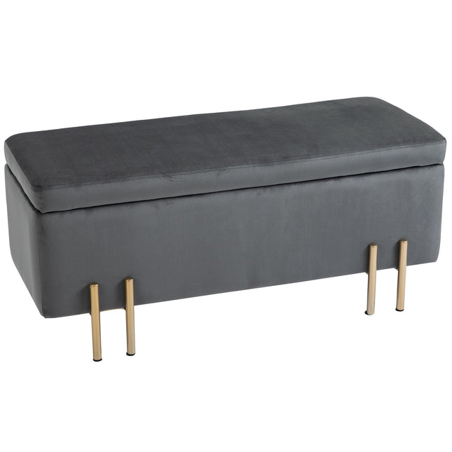 Upholstered storage bench, dark gray fabric, 100x40x42 cm